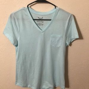 Lt Blue V neck Tee